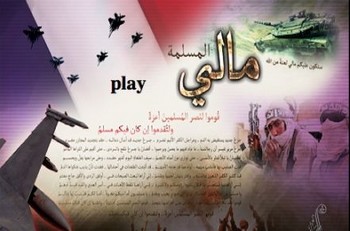 Le site djihadiste Ansar al-Moujahidine a mis en ligne un jeu vidéo dans lequel un vaisseau d'Aqmi doit tirer sur des vaisseaux de l'armée française. Photo : Capture d'écran de la page d'accueil du jeu vidéo en ligne "Mali Musulman"