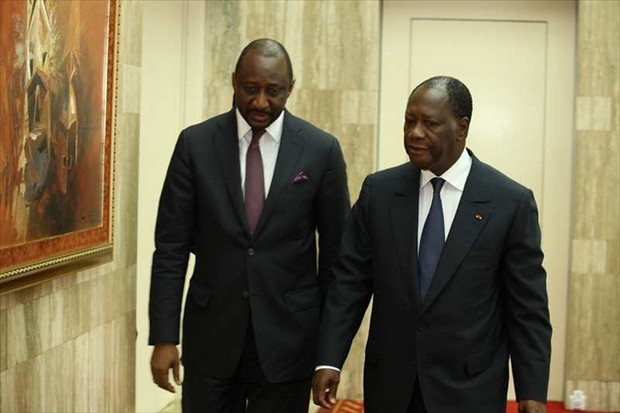 Abidjan. Le Président de la République, a accordée une audience à M. Coulibaly Tiéman Hubert, Ministre des Affaires Etrangères et de la Coopération Internationale 