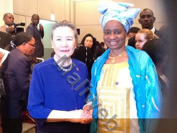 Madame Traore Mintou Doucoure en compagnie de madame Ban Ki Moon à  Yokohama, au Japon