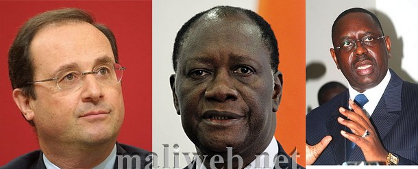 Les présidents François Hollande, Alassane Ouattara, Macky Sall (photo montage)