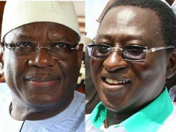 Les deux candidats pour le second tour de la présidentielle malienne prévu le 11 août 2013 : Soumaïla Cissé (D) et Ibrahim Boubacar Keïta (G). Pierre René-Worms / RFI