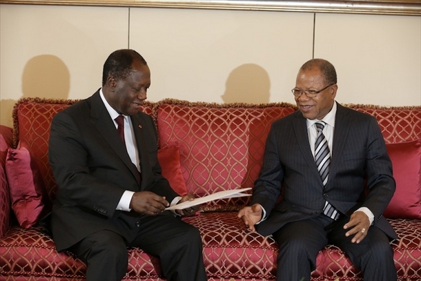 Le premier Ministre malien, Diango Cissoko reçu par le Président ivoirien Alassane Ouattara Vendredi 02 Août 2013.