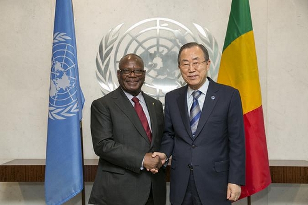 Son Excellence Monsieur Ibrahim Boubacar Keita, président de la république et Ban Ki Moon, secrétaire général de l'Onu 