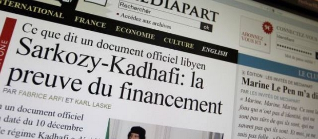 Selon Vanity Fair, les magistrats mettent en cause l'authenticité de la preuve publiée par Mediapart sur un financement de la campagne de 2007 de Nicolas Sarkozy par l'ancien dictateur Libyen Kadhafi.  | AFP