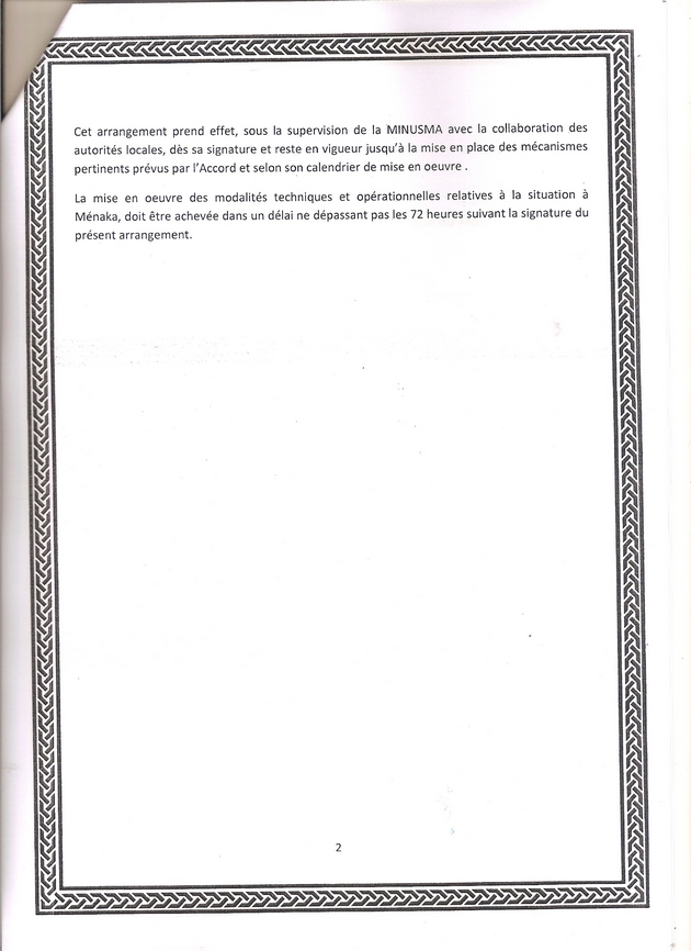 Exclusif: Le document dit Arrangement securitaire signé ce vendredi à Alger