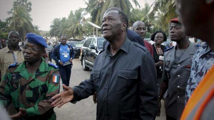 Le président ivoirien Alassane Ouattara à Grand-Bassam ce dimanche 13 mars. © REUTERS/Luc Gnago