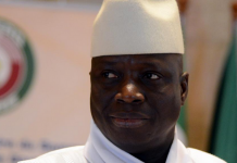 Le président gambien Yaya Jammeh, lors d'un sommet de la Cédéao, le 28 mars 2014. © ISSOUF SANOGO / AFP