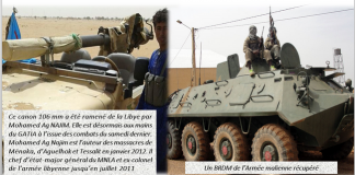 Les matériels de guerre saisis sur la CMA