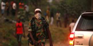 Un mutin au check-point à Bouaké, le 6 janvier 2017.