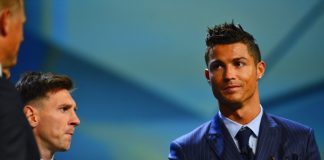 F LIONEL MESSI and CRISTIANO RONALDO during the UEFA Champions League Draws 2015 - 16