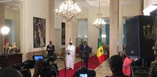 Conférence de presse des présidents gambien et sénégalais le 2 mars 2017. © RFI/Guillaume Thibault