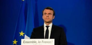 TOPSHOT - French presidential election candidate for the En Marche ! movement Emmanuel Macron delivers a speech at his campaign headquarters in Paris on May 7, 2017, after the second round of the French presidential election. Emmanuel Macron was elected French president on May 7, 2017 in a resounding victory over far-right Front National (FN - National Front) rival after a deeply divisive campaign, initial estimates showed. / AFP PHOTO / POOL / Lionel BONAVENTURE