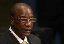 Le président guinéen, président en exercice de l'Union africaine, à la tribune de la 72e Assemblée générale de l'ONU, à New York, le 19 septembre 2017. © REUTERS/Shannon Stapleton