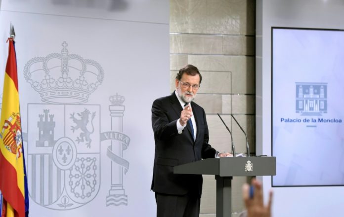 Le Premier ministre espagnol Mariano Rajoy, le 21 octobre 2017 à Madrid / © AFP / GABRIEL BOUYS