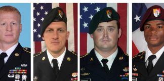 Les quatre sergents des forces spéciales américaines tués le 4 octobre dans une embuscade au Niger. De gauche à droite: Jeremiah Johnson, Bryan Black, Dustin Wright et La David Johnson. Army Special Operations Command/Handout via REUTERS