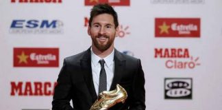 Lionel Messi a reçu vendredi son quatrième Soulier d'or de meilleur buteur des grands championnats européens. © ap.