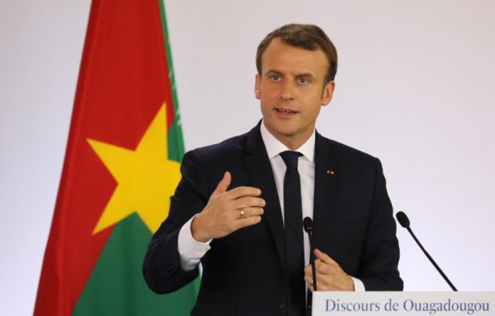 Emmanuel Macron lors de son déplacement au Burkina Faso — LUDOVIC MARIN / AFP