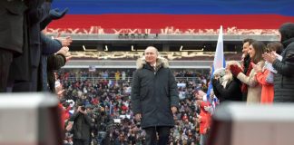 Vladimir Poutine, le 3 mars au stade Loujniki