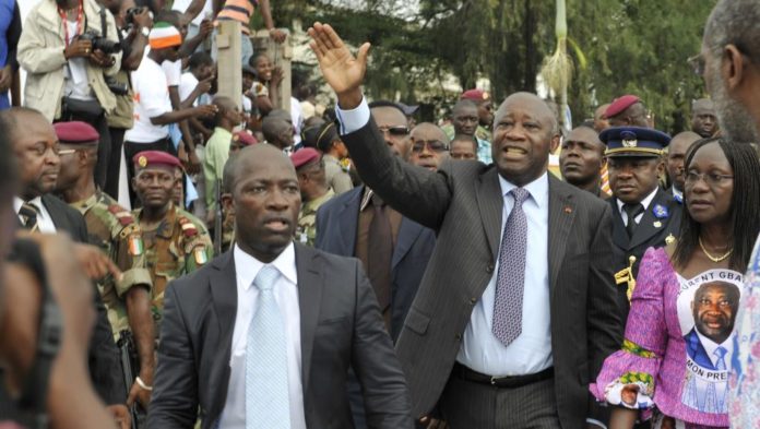 Charles Blé Goudé et Laurent Gbagbo, en octobre 2010