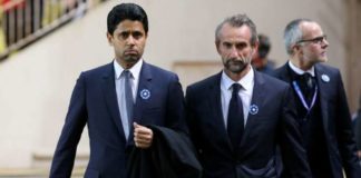 Nasser Al-Khelaïfi et Jean-Claude Blanc lors du match Monaco-PSG